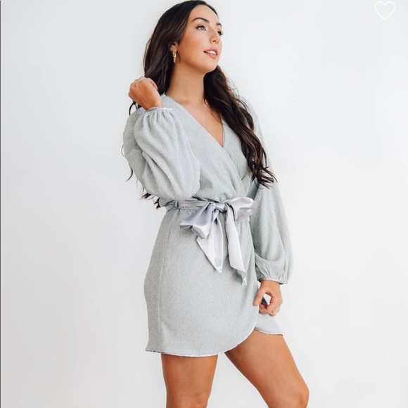 NWT silver, long sleeve wrap dress from Baltic Born - Picture 4 of 5